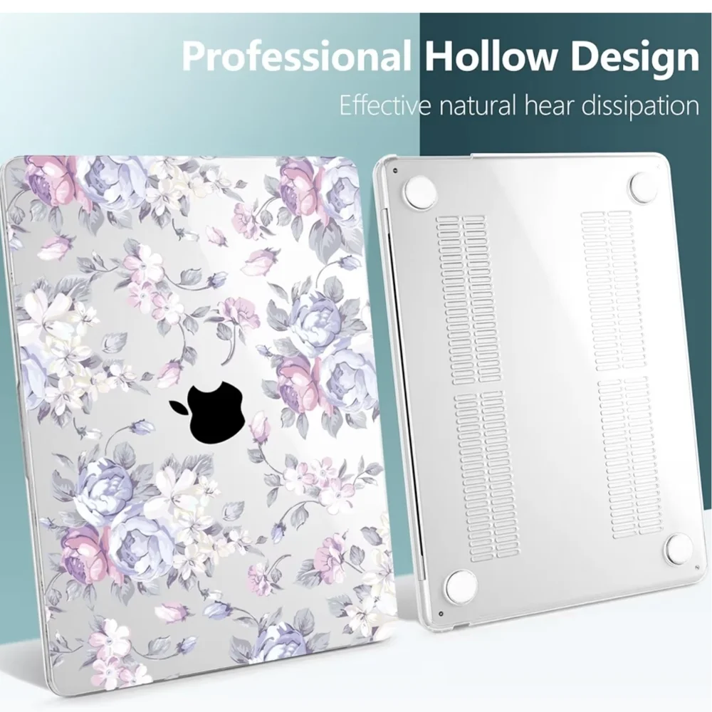 M4 Macbook Floral Laptop Case with Keyboard Cover